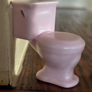 Vintage Pink Porcelain Dollhouse Toilet